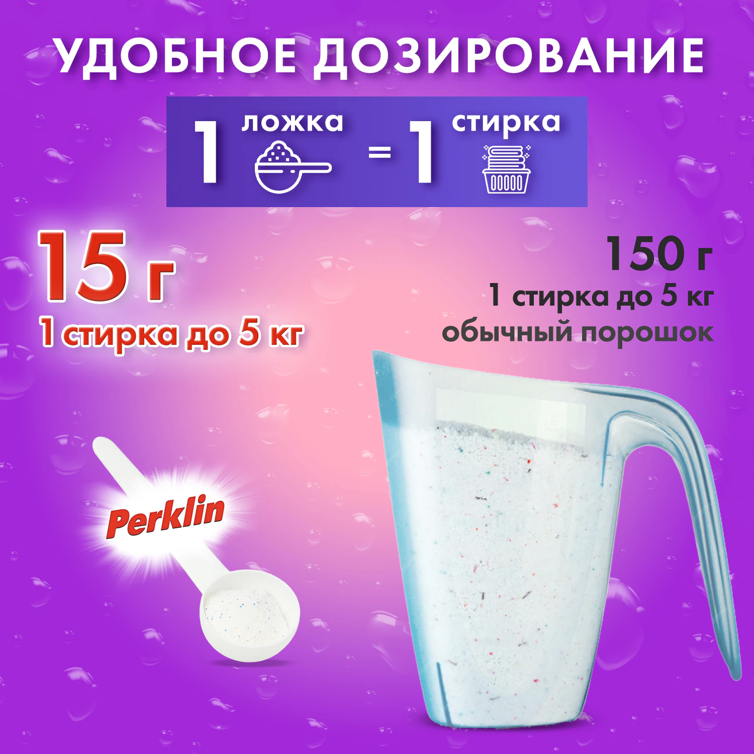Стиральный порошок PERKLIN SUPER, концентрат с пятновыводителем, 1 кг